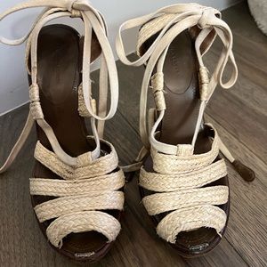 Bottega Veneta raffia wedge sandals
